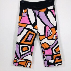 Nilla Shields Geometric Print Crop Capri Sz M Casual Beach Sausalito Hideaway